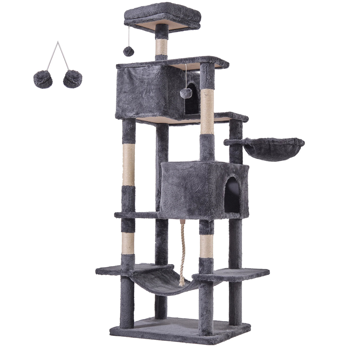 JHK Multilevel Cat Tree Tower Featuring Sisal Posts And Condo