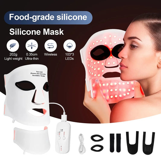 Foreverlily Silicone LED Mask For Skin Rejuvenation With Neck