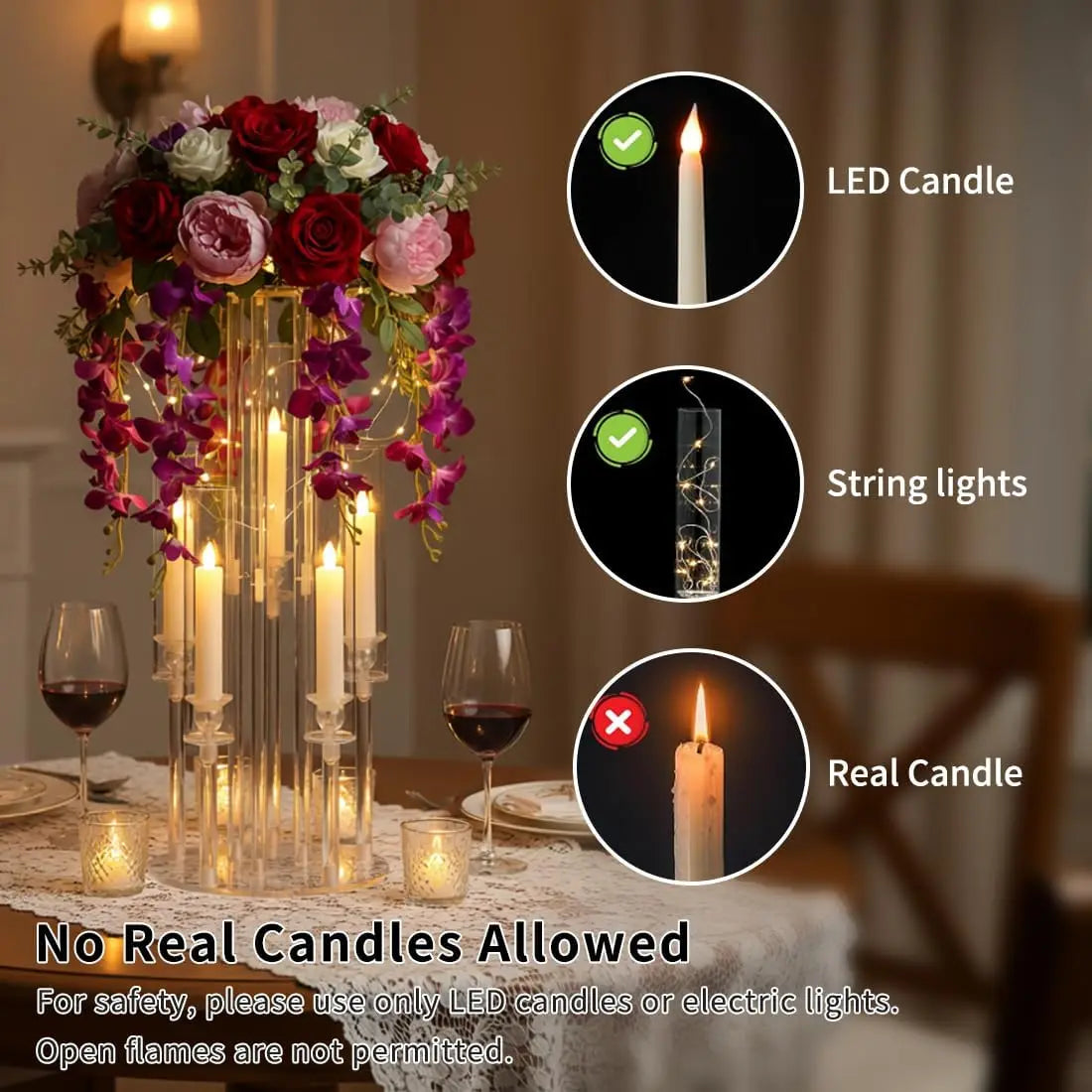 Vincigant Five Arm Acrylic Candelabra Decorative Centerpiece For Wedding