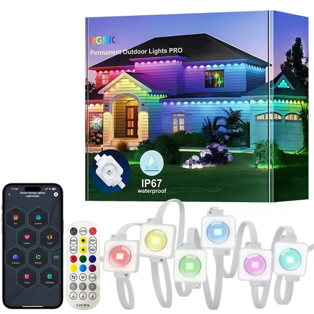 MIMIRGB Smart Outdoor LED String Lights IP67 With App Control Music Sync