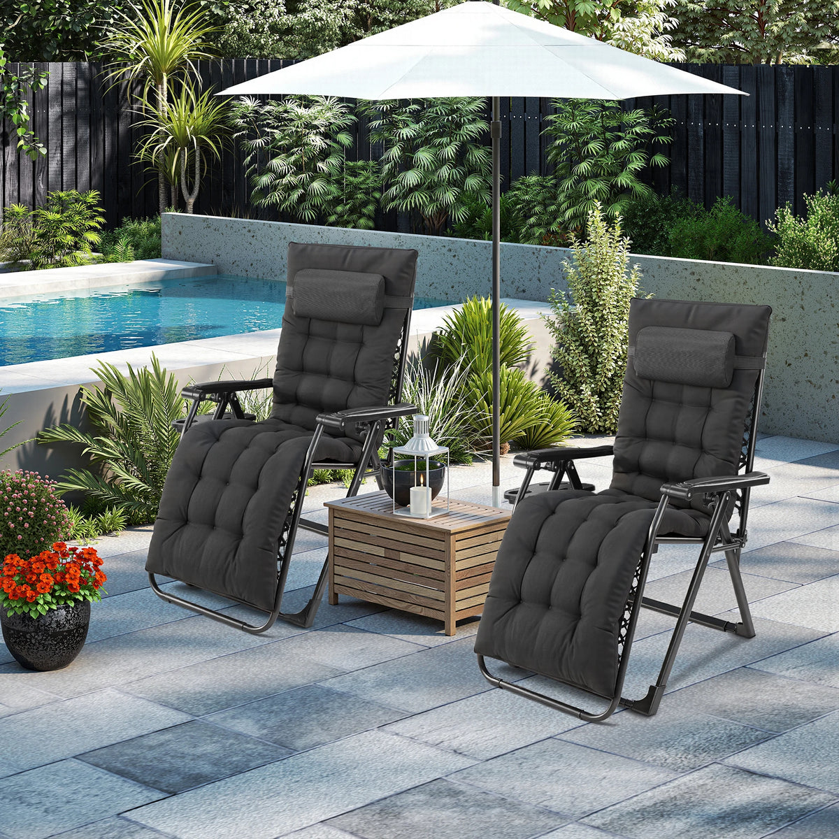 JHK Zero Gravity Folding Patio Lounge Chair With Removable Cushion