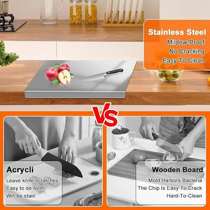 Stainless Steel Cutting Board With Lip For Over Sink Kitchen Prep