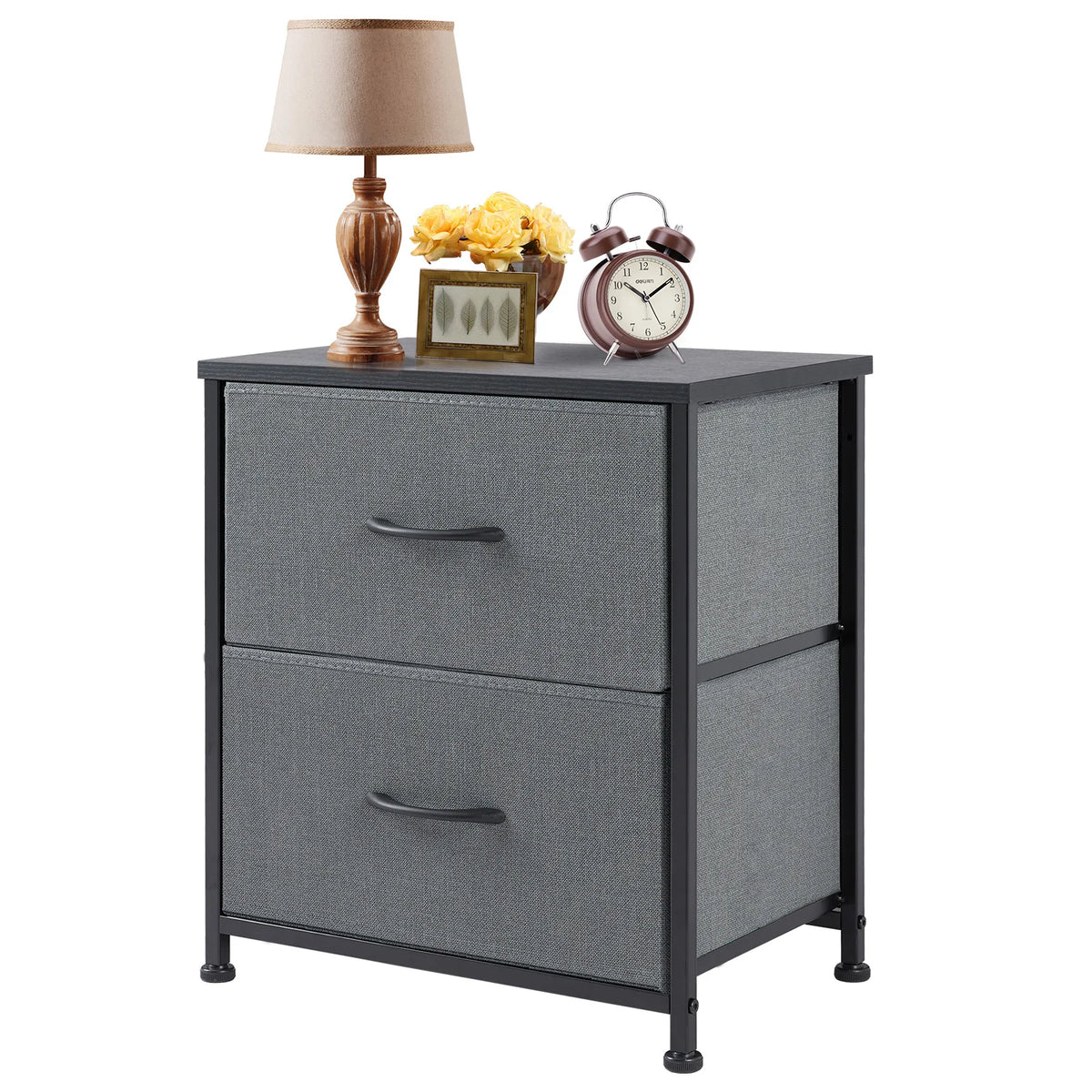 JHK Nightstand Bedside Table With Storage Drawers Furniture