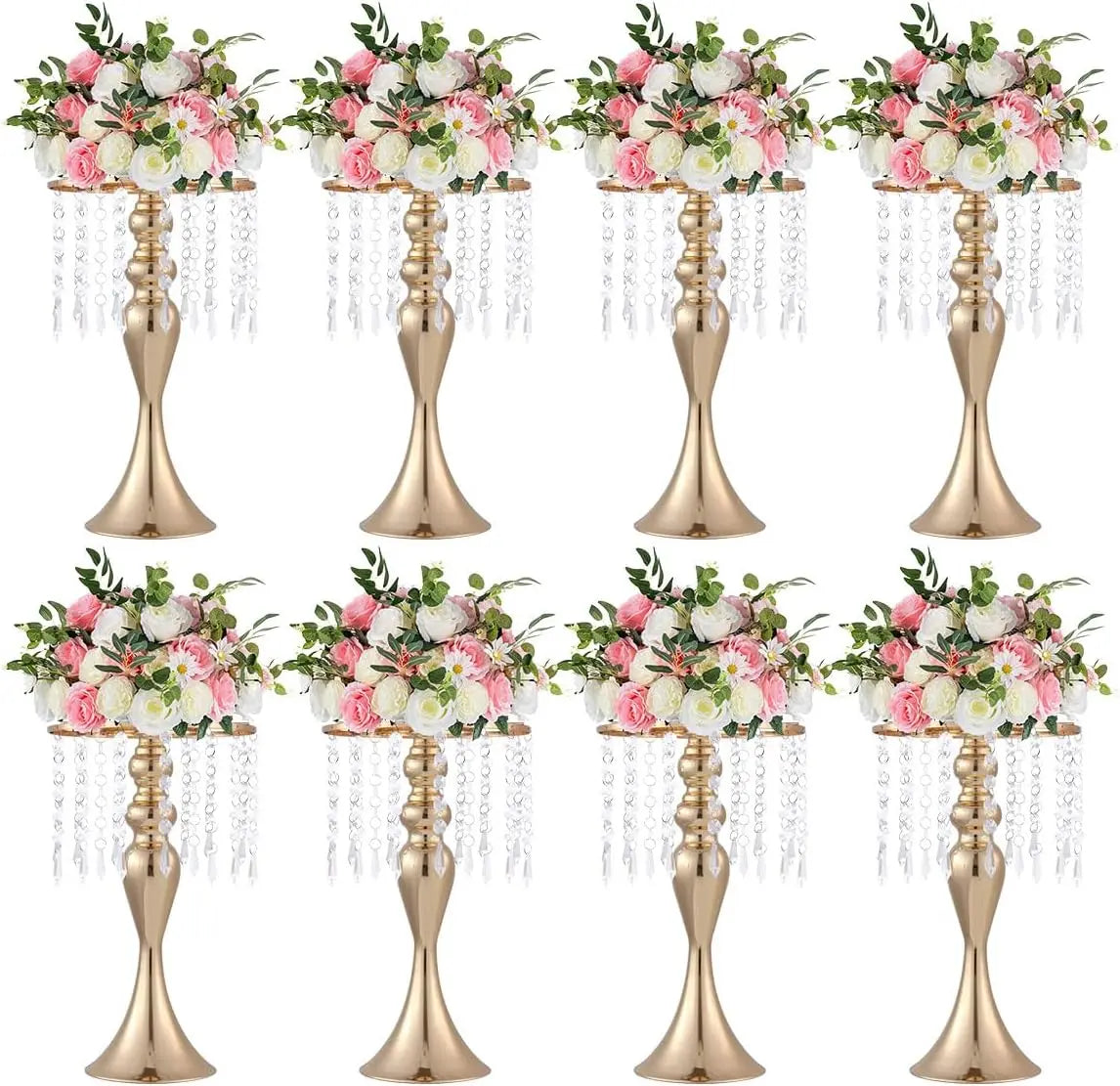 Vincigant Metal Flower Stands With Crystal Beads Wedding Centerpieces
