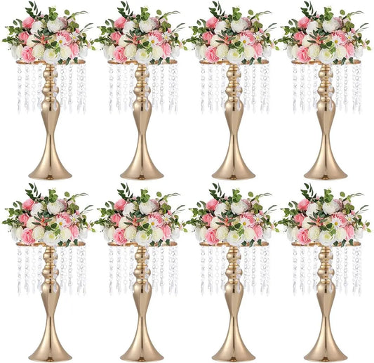 Vincigant Metal Flower Stands With Crystal Beads Wedding Centerpieces