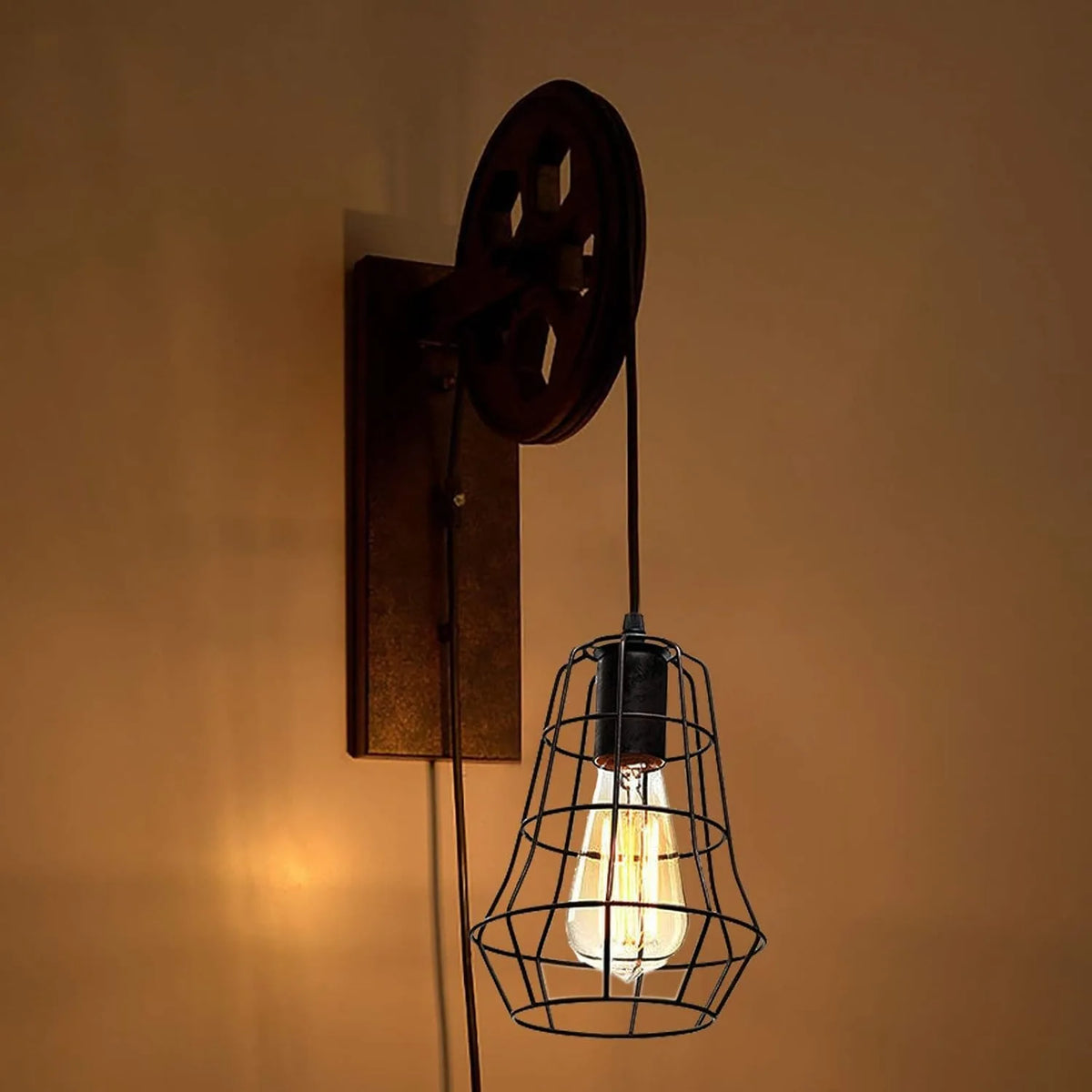 Bymaocar Industrial Wall Sconce Lights With Iron Cage Lampshade