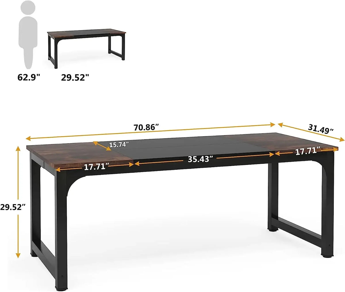 Tribesigns Modern Computer Desk For Home Office Large Workstation