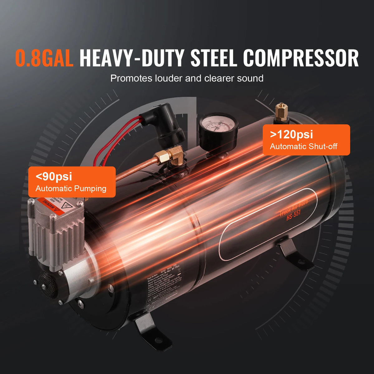 SucceBuy 150dB Four Trumpet Train Horn Kit With 12V Compressor