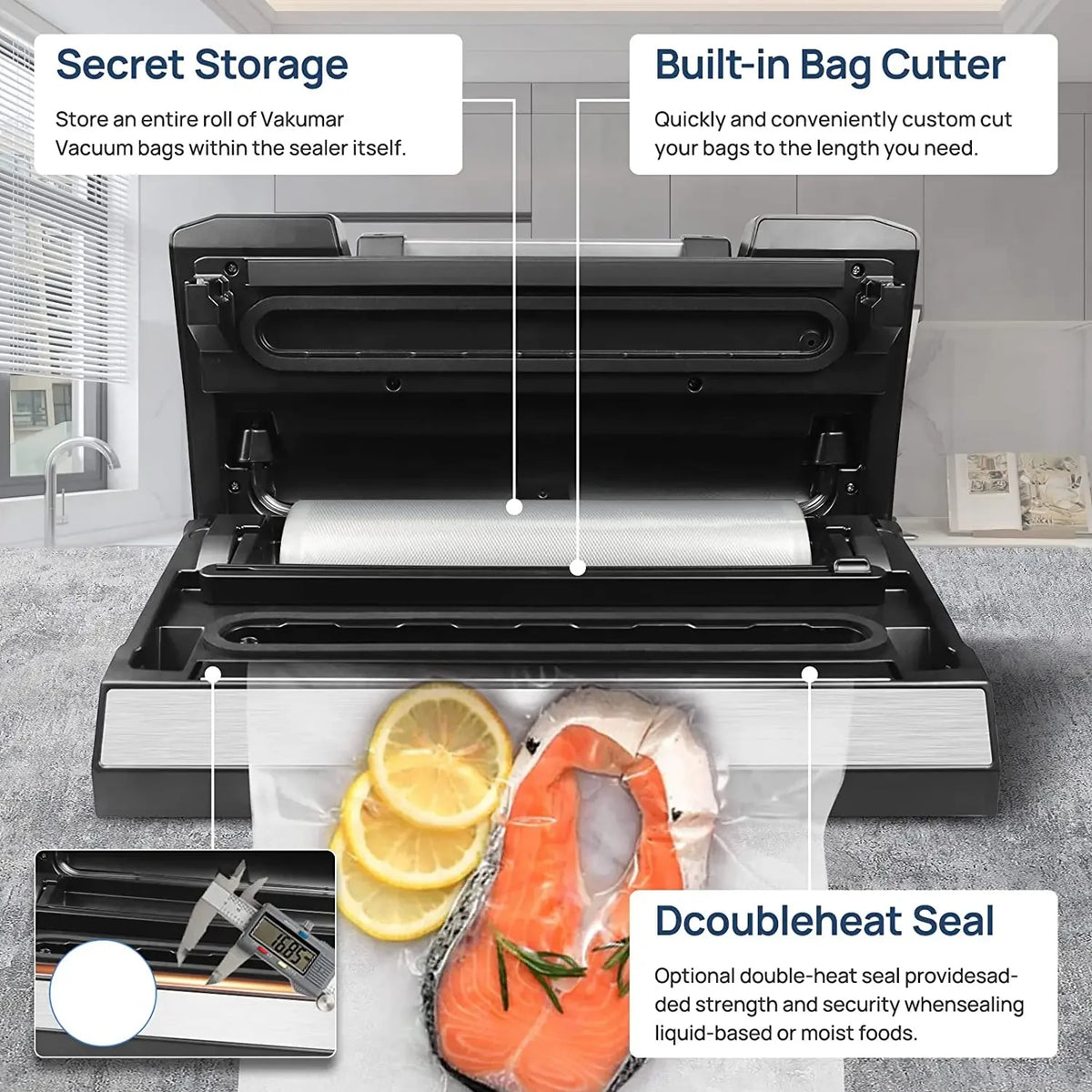 Vakumar VH5186 Automatic Commercial Vacuum Sealer With Two Rolls