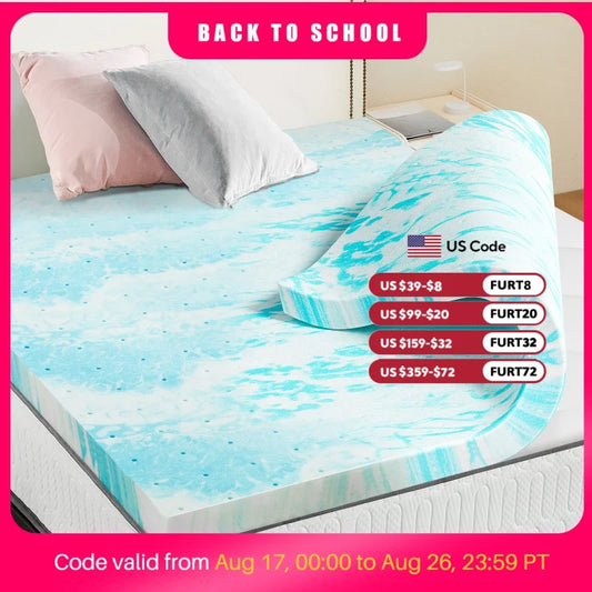 JHK Gel Memory Foam Mattress Topper Offers Cool Breathable Comfort