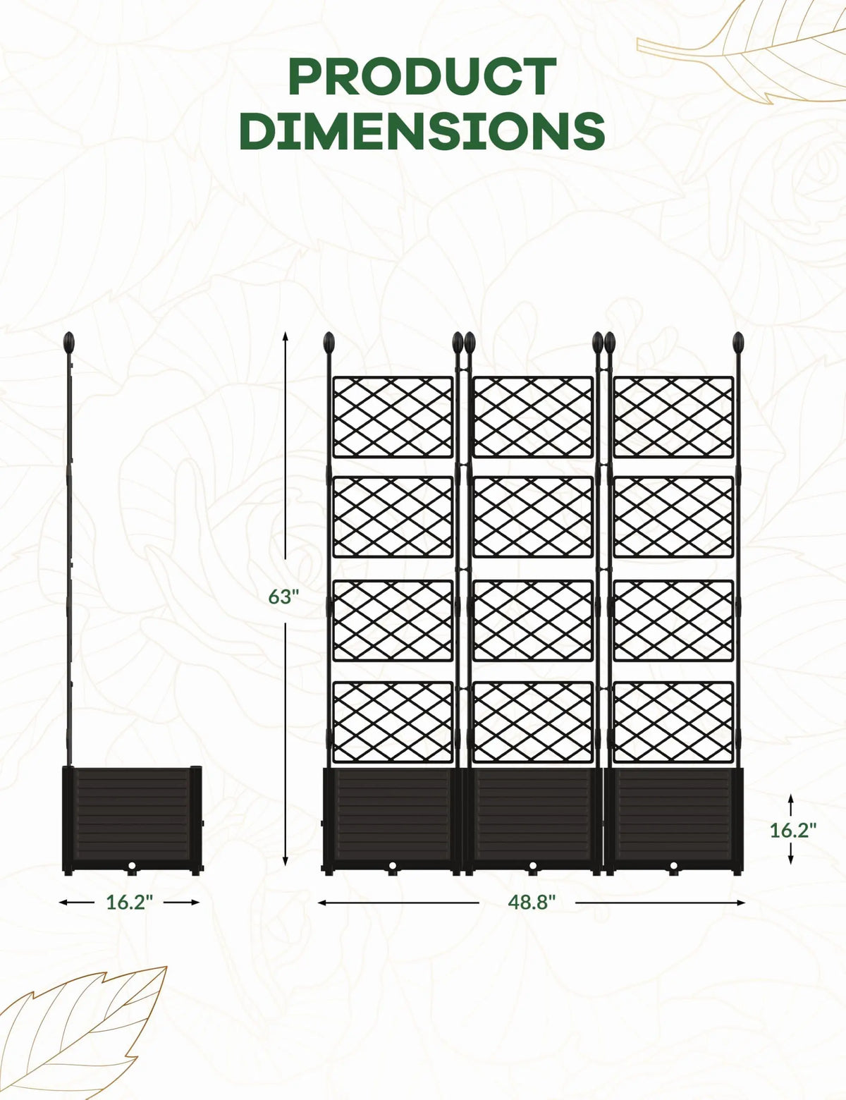 HiMISS Trellis Planter Box With Raised Garden Bed For Climbing