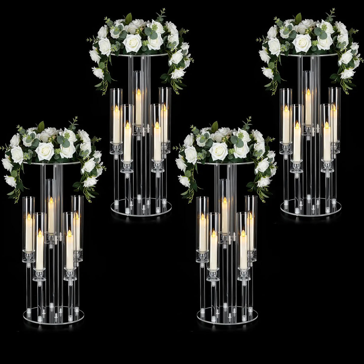 Vincigant Five Arm Acrylic Candelabra Decorative Centerpiece For Wedding