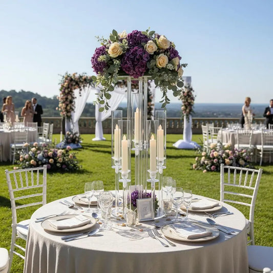 Vincigant Five Arm Acrylic Candelabra Decorative Centerpiece For Wedding