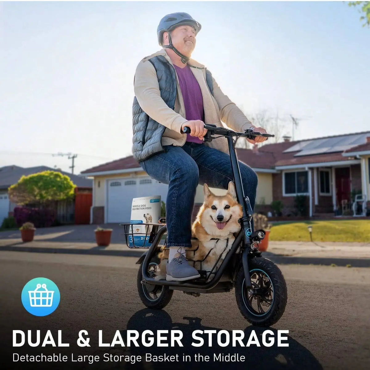 Gyroor Foldable Electric Scooter With Spacious Pet Basket