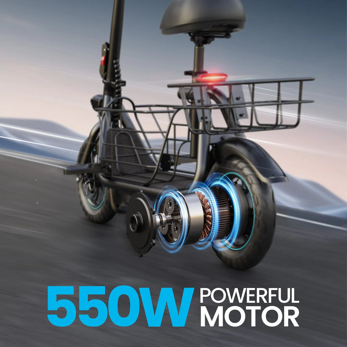 Gyroor Foldable Electric Scooter With Spacious Pet Basket