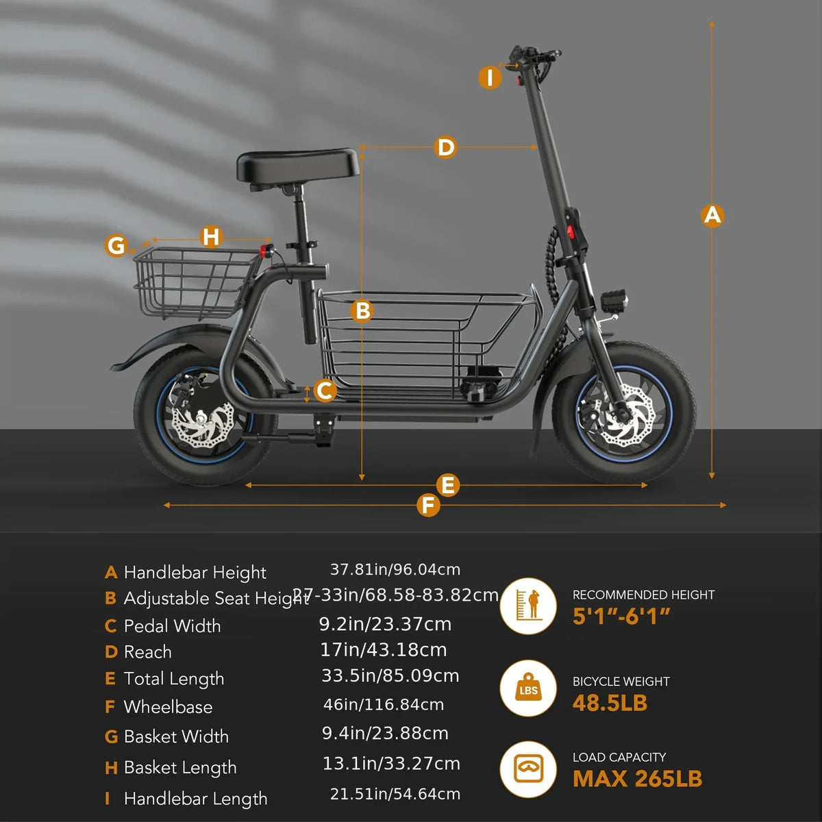 Gyroor Foldable Electric Scooter With Spacious Pet Basket