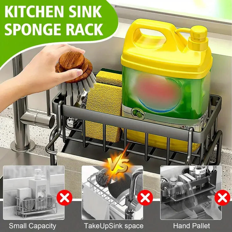 Stainless Steel Kitchen Sink Organizer Drain Rack For Cleaning Supplies