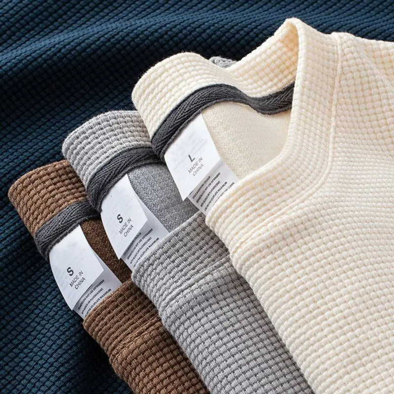 Waffle Short Sleeve Unisex T Shirt Round Neck Summer Top