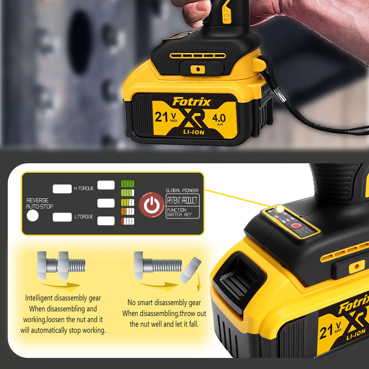 Cordless Brushless Impact Wrench 900 Nm 665 Ft Lbs With 2 Batteries