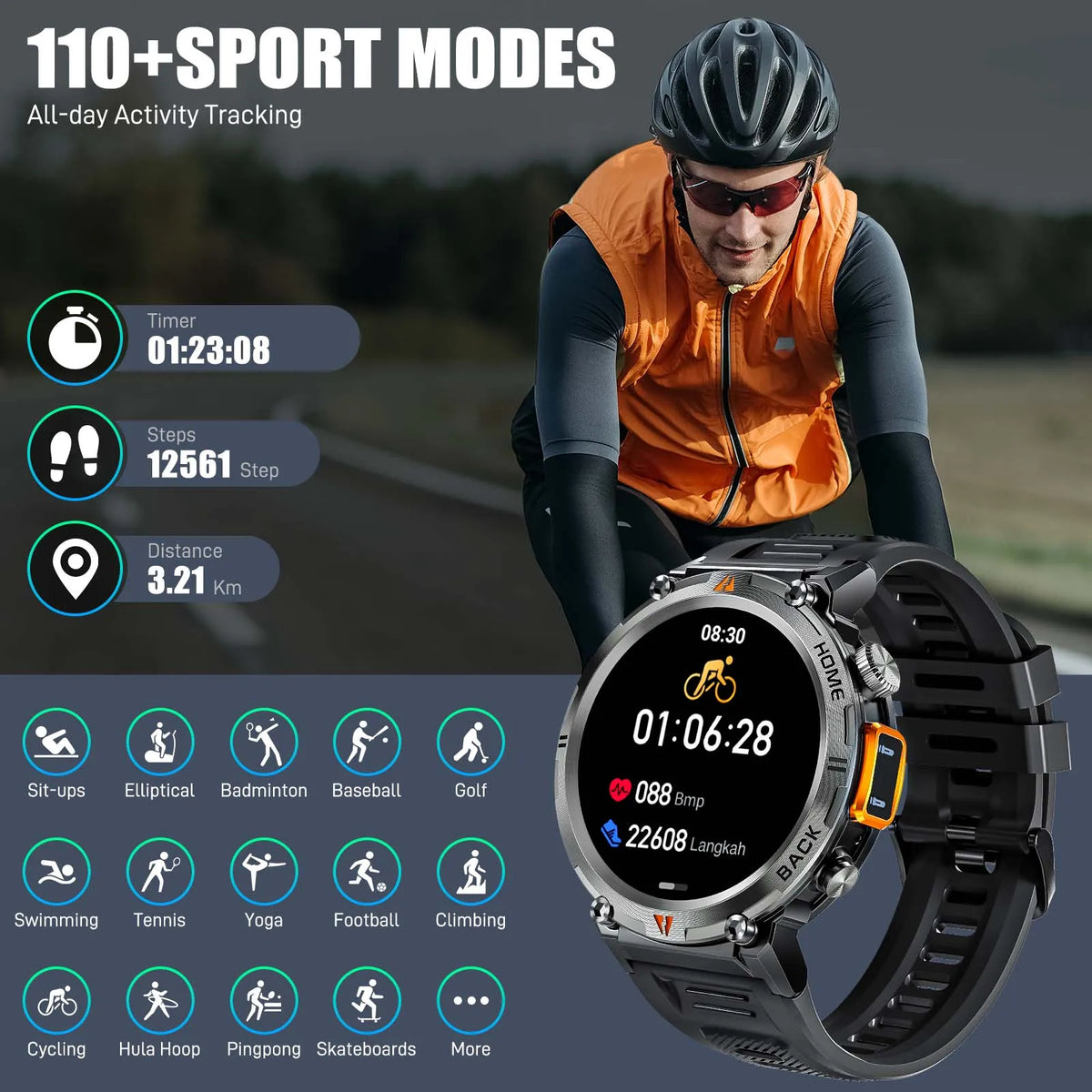 EIGIIS KE3 Smartwatch With Health Monitor And Full Touch Screen
