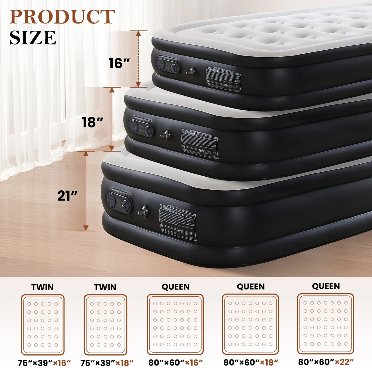 JHK Air Mattress With Non Slip Bottom And 660 Lb Capacity