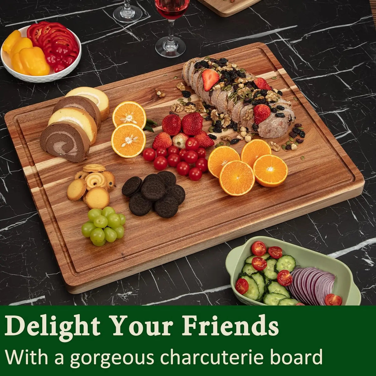 Twister CK Acacia Wood Cutting Board With Side Handles