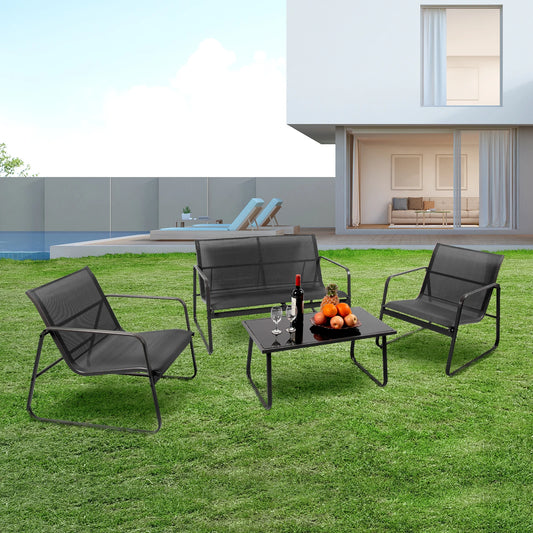 JHK Outdoor Patio Furniture Set With Table And Metal Frame
