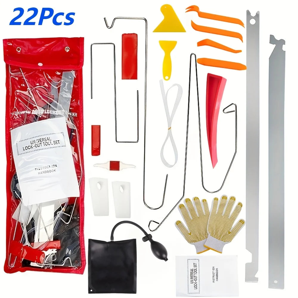 Car Emergency Repair Tool Kit With Air Wedge Bag Pump And S Hook Lockout Tools