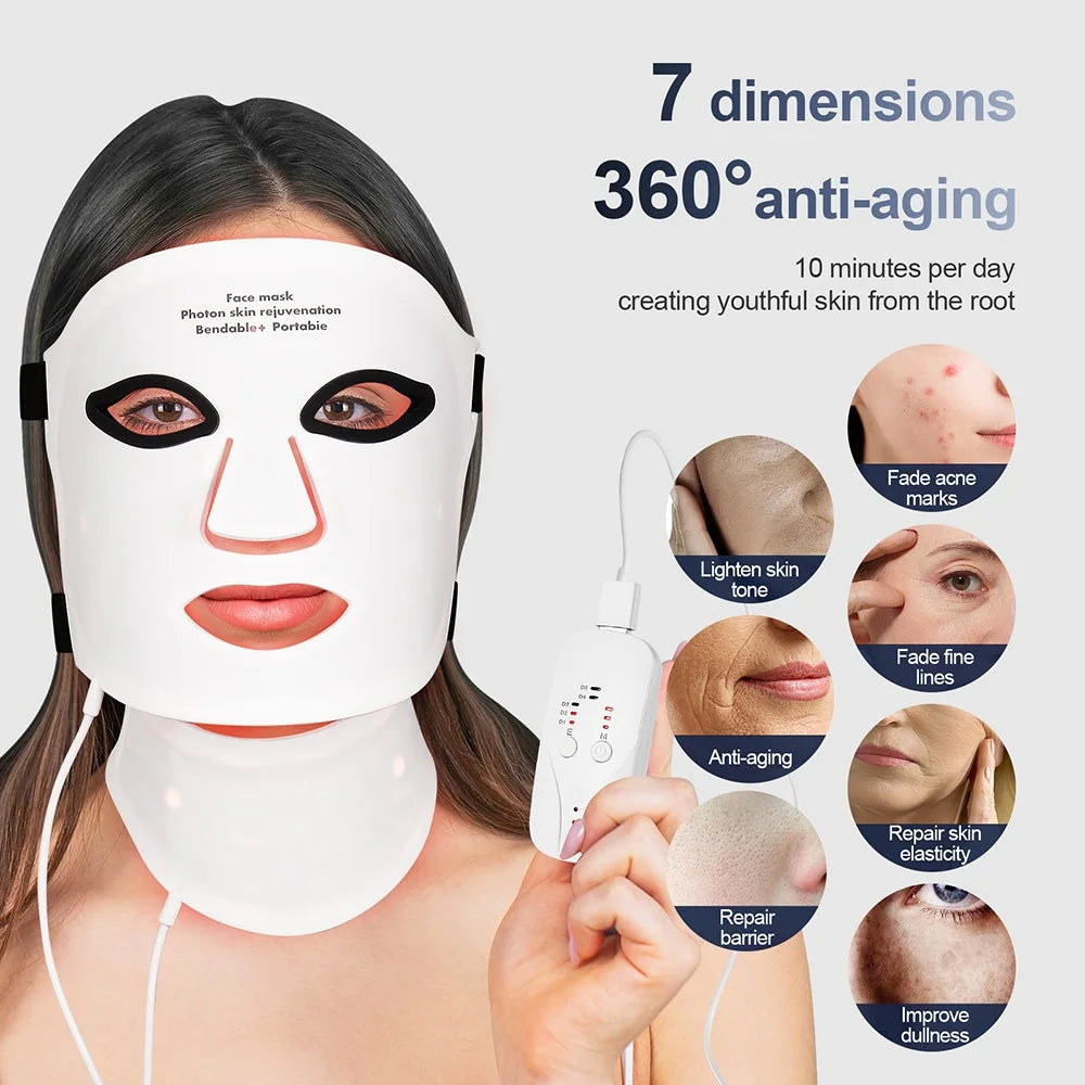 Foreverlily Silicone LED Mask For Skin Rejuvenation With Neck