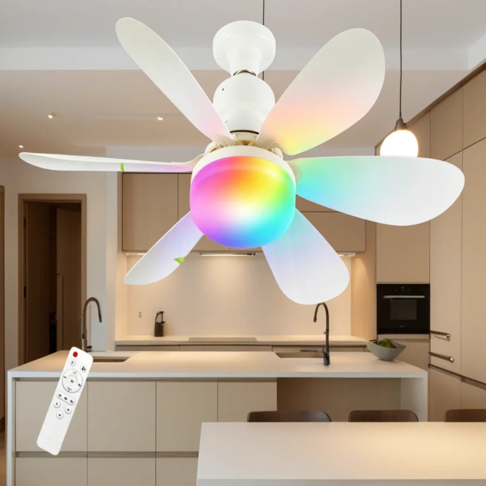 Ceiling Fan With Remote Control And LED Light E27 Base