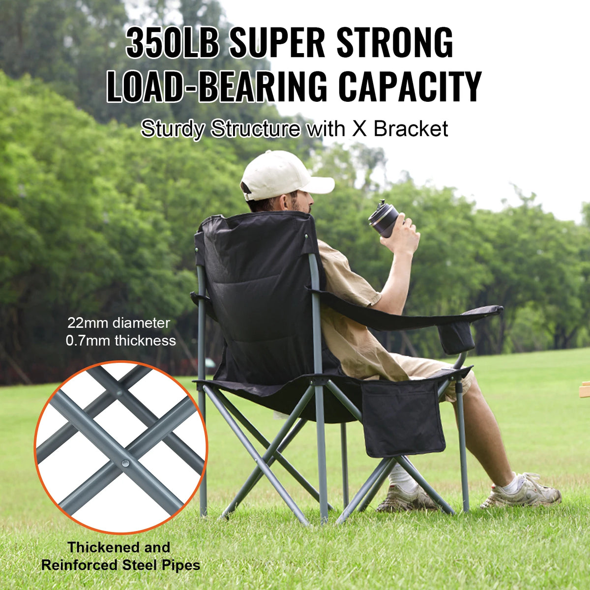 SucceBuy Ultralight Folding Camping Chair 350lb Capacity Portable Outdoor Seat