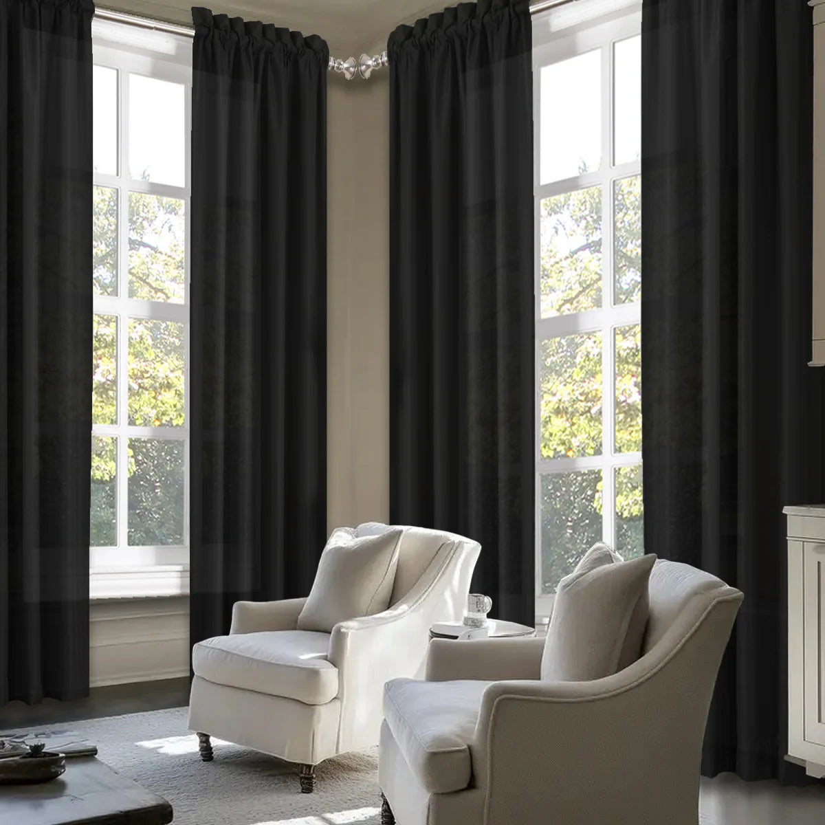 SABALANICA Light Filtering Curtains Rod Pocket Polyester For Living Room