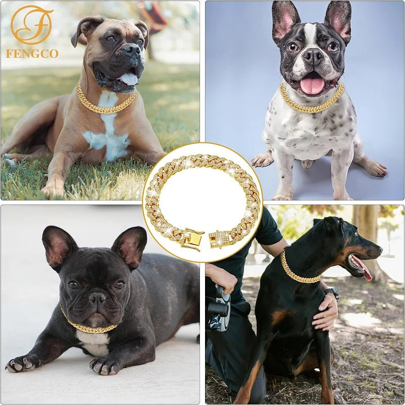 Luxury Stainless Steel Dog Chain Collar Pet Jewelry Necklace