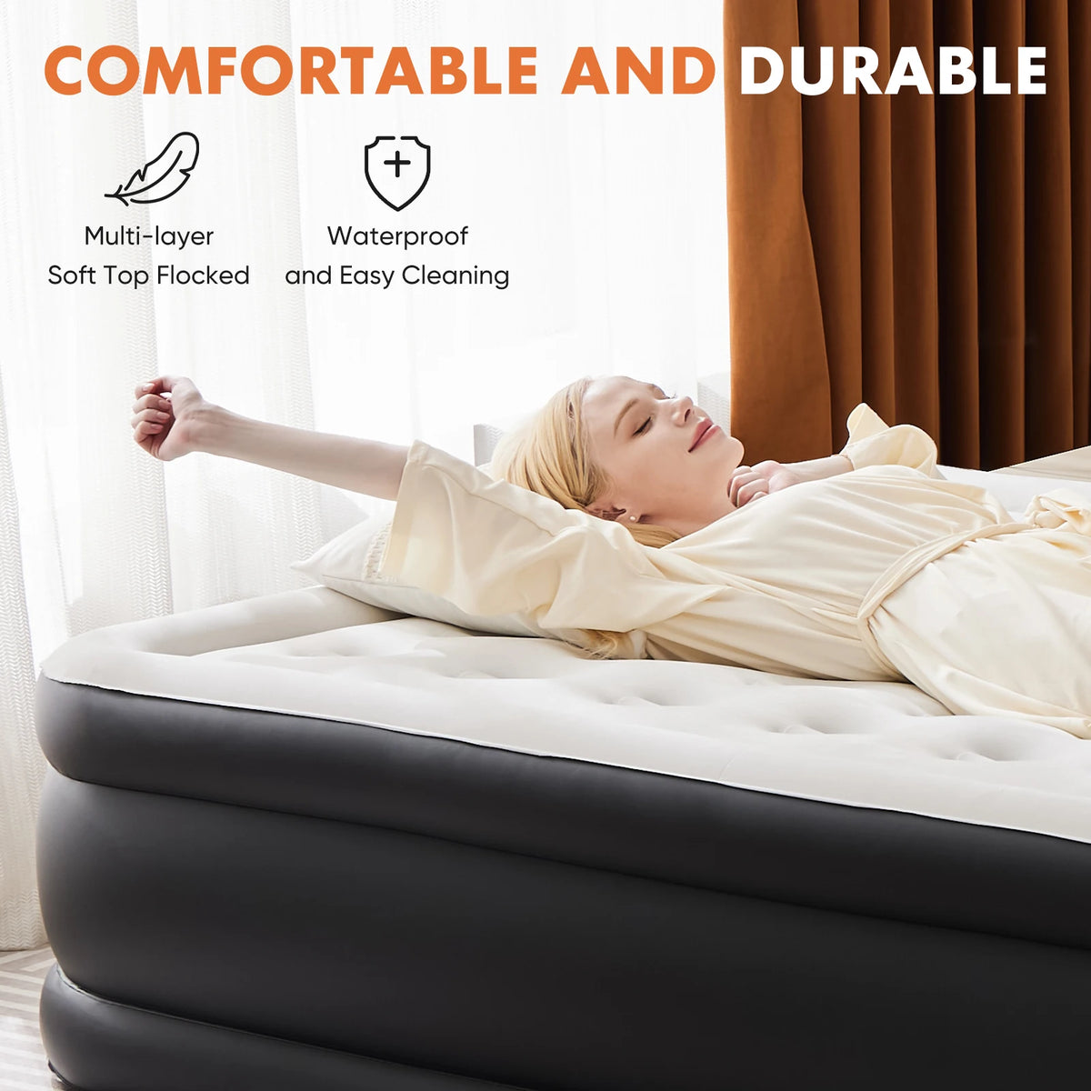 JHK Air Mattress With Non Slip Bottom And 660 Lb Capacity