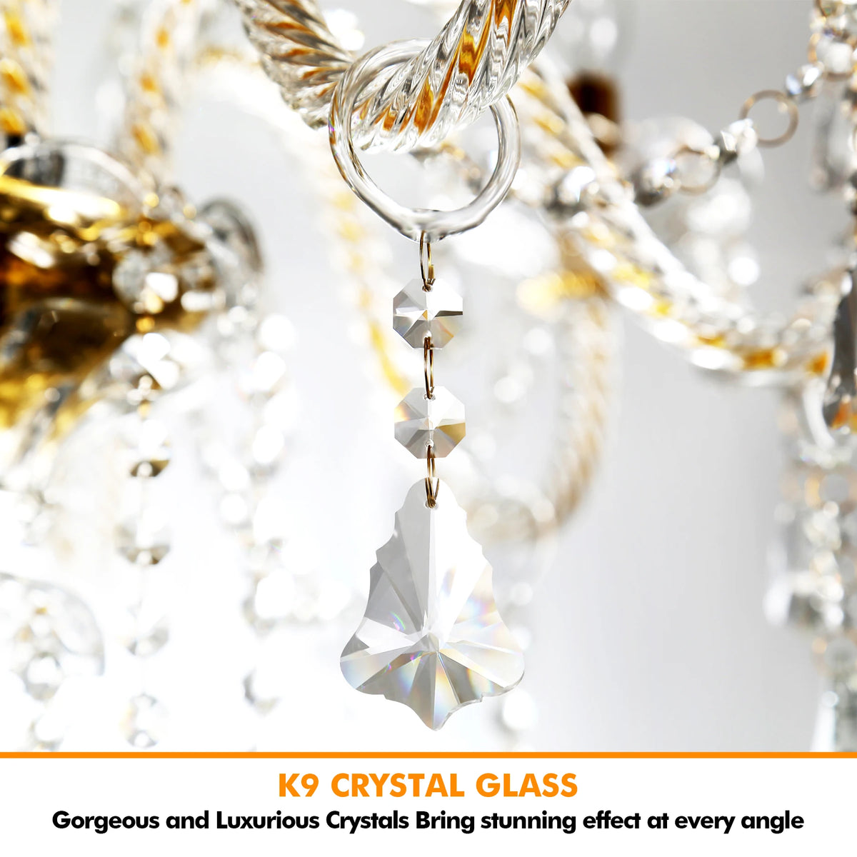 Modern K9 Crystal Chandelier With Adjustable Chain Pendant Light