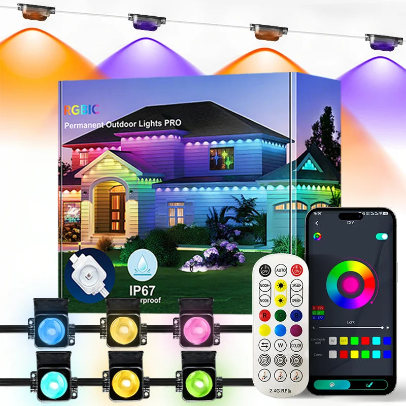 MIMIRGB Smart Outdoor LED String Lights IP67 With App Control Music Sync