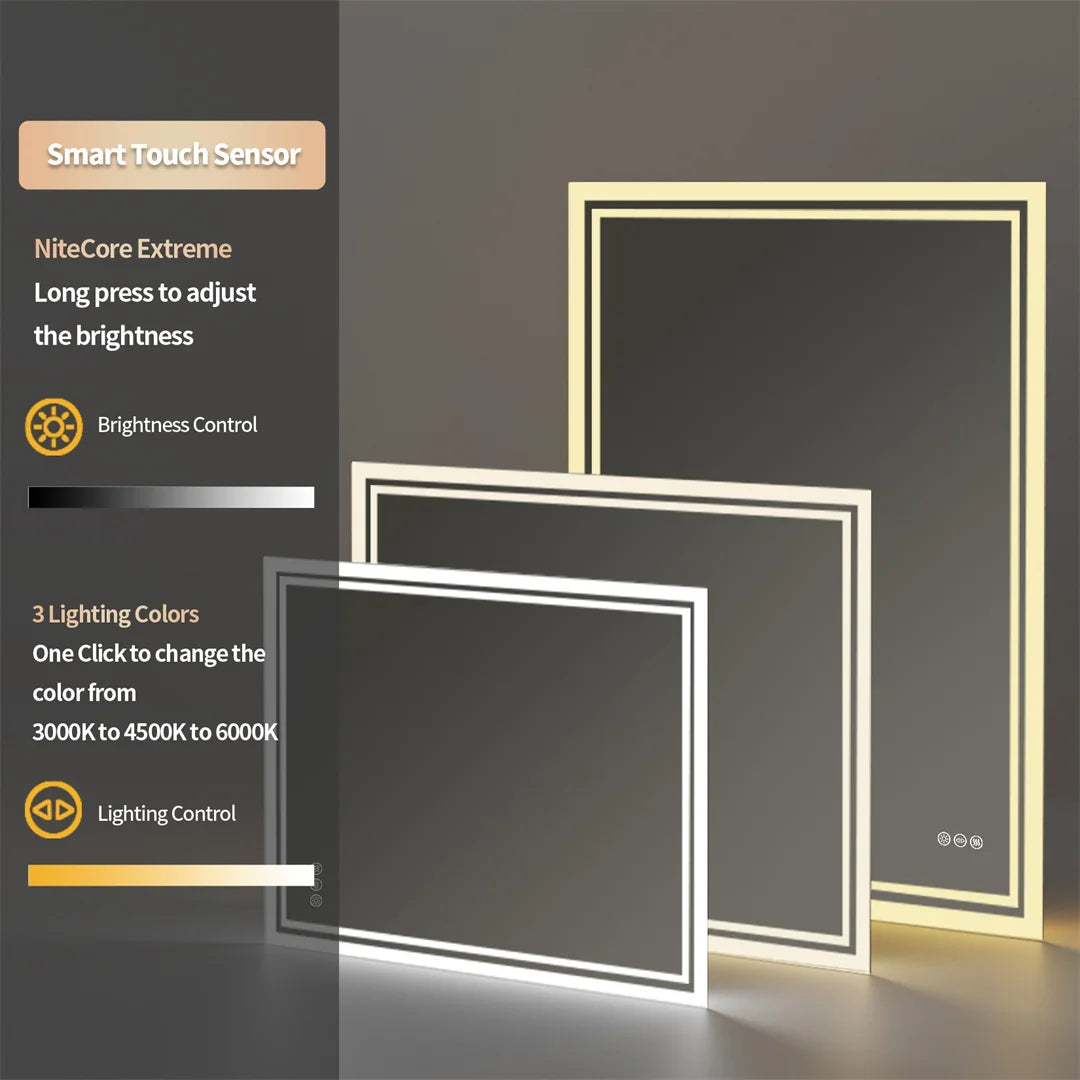 LUVODI Illuminated LED Backlit Frameless Defog Bathroom Mirror
