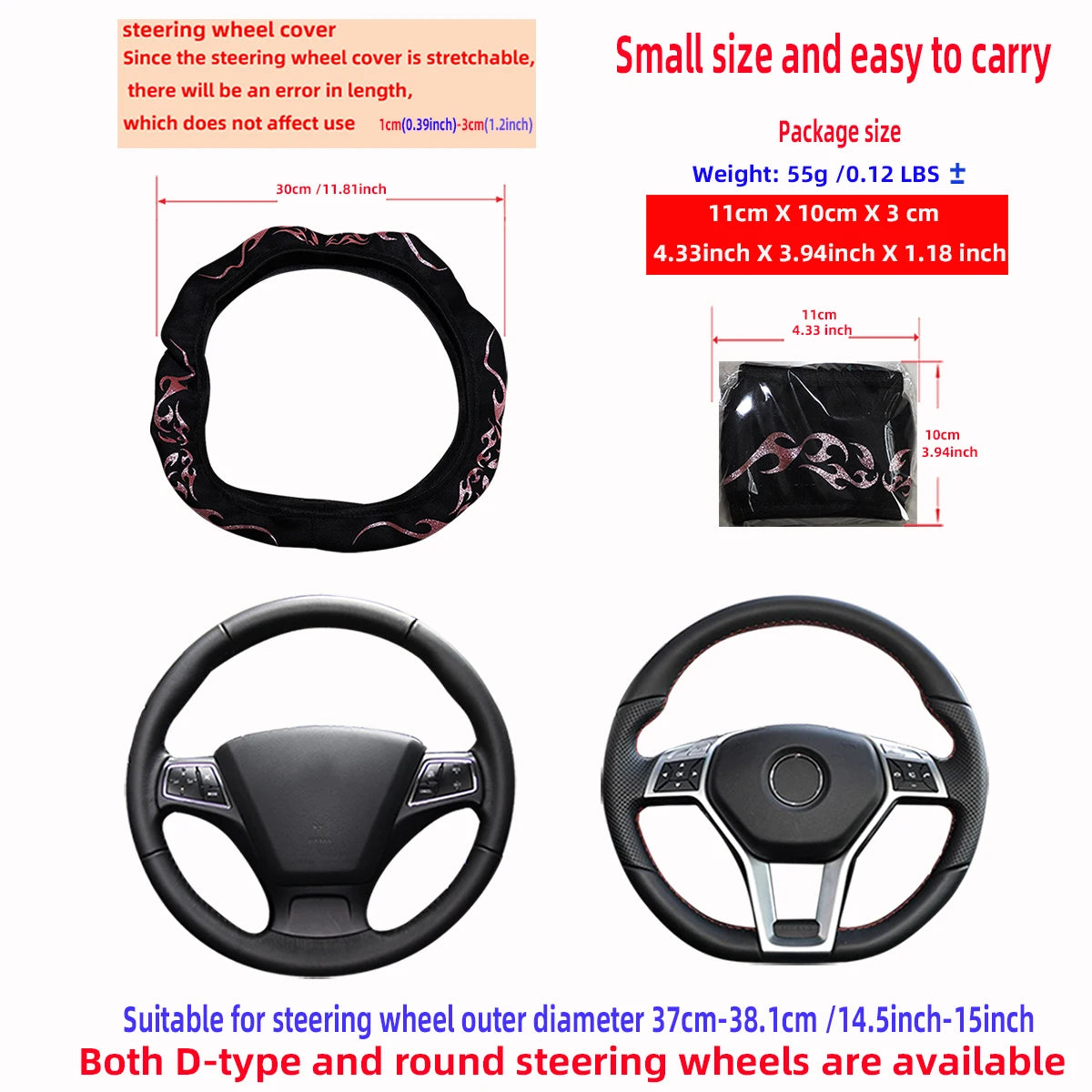 Meikaxiu Bling Flame Totem Steering Wheel Cover For Cars