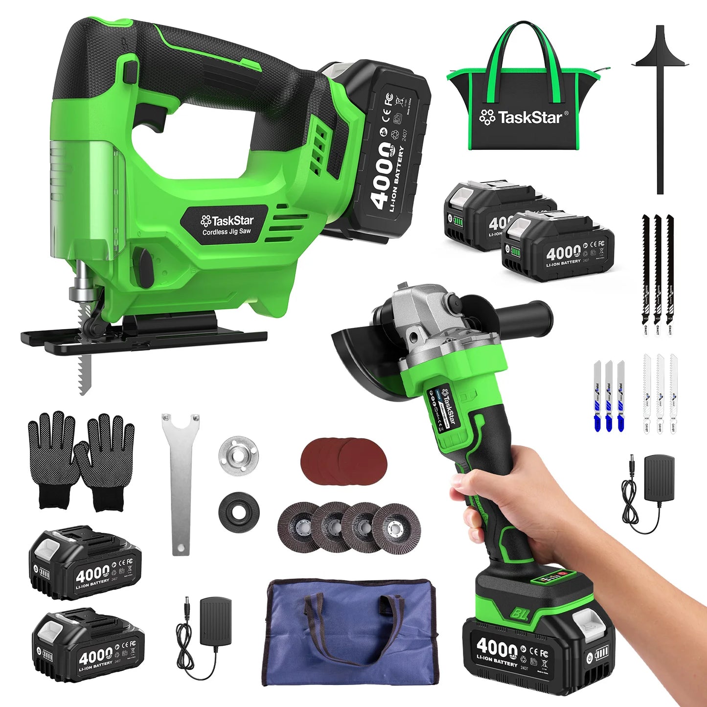Taskstar Cordless Jig Saw And Angle Grinder Combo Kit
