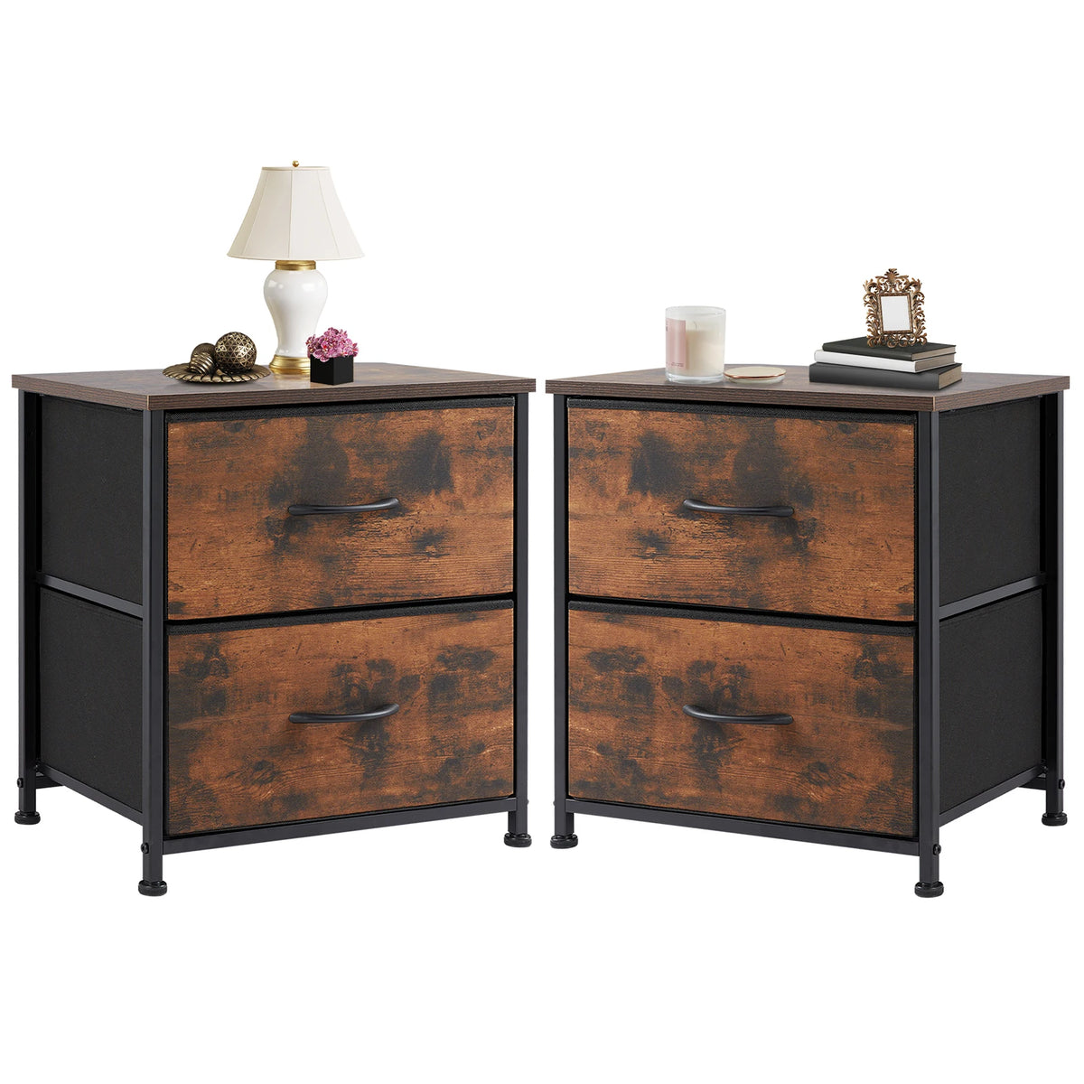 JHK Nightstand Bedside Table With Storage Drawers Furniture