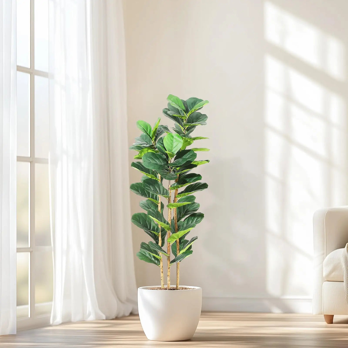 Artificial Fiddle Leaf Fig Tree With Potted Moss Home Decor