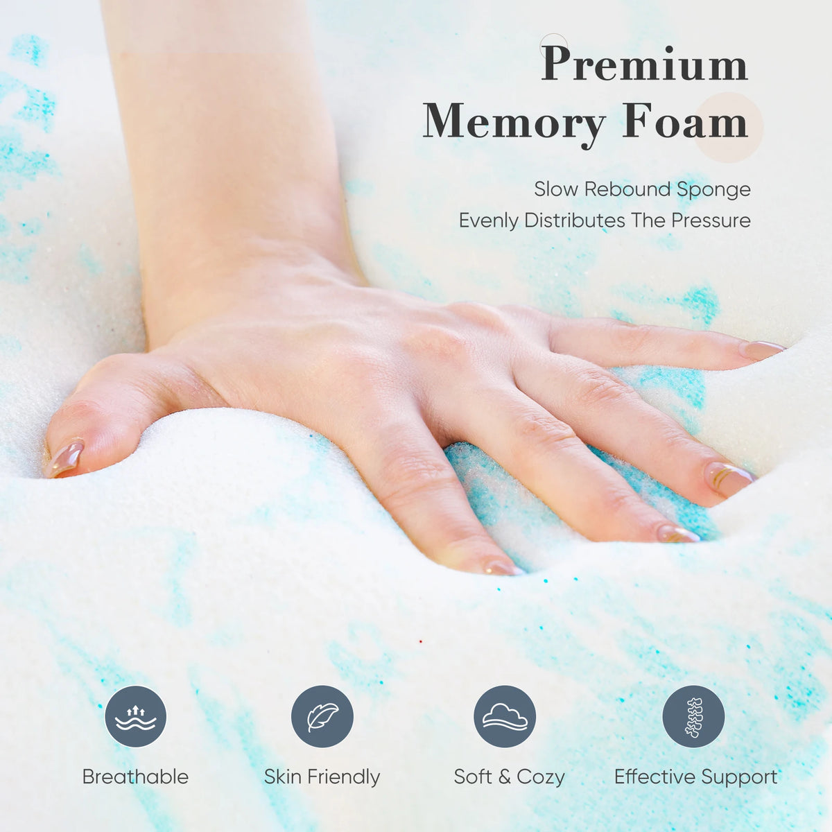 JHK Gel Memory Foam Mattress Topper Offers Cool Breathable Comfort