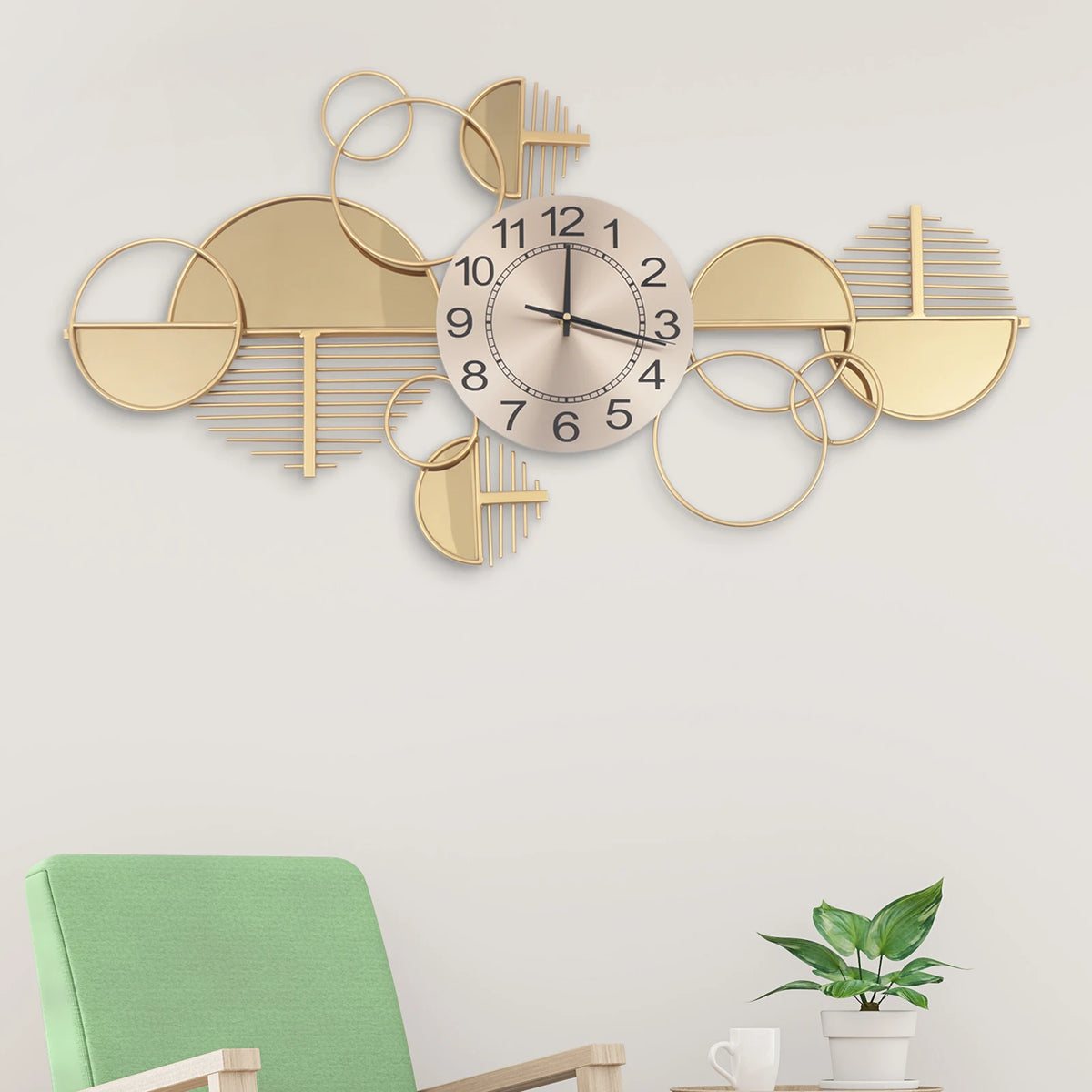Modern Geometric Wall Clock With Silent Quartz Movement