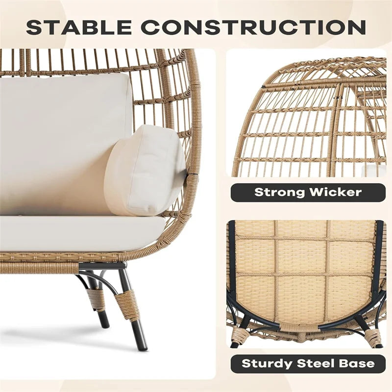 HiMISS Oversized Outdoor Egg Chair With Cushions And Steel Frame
