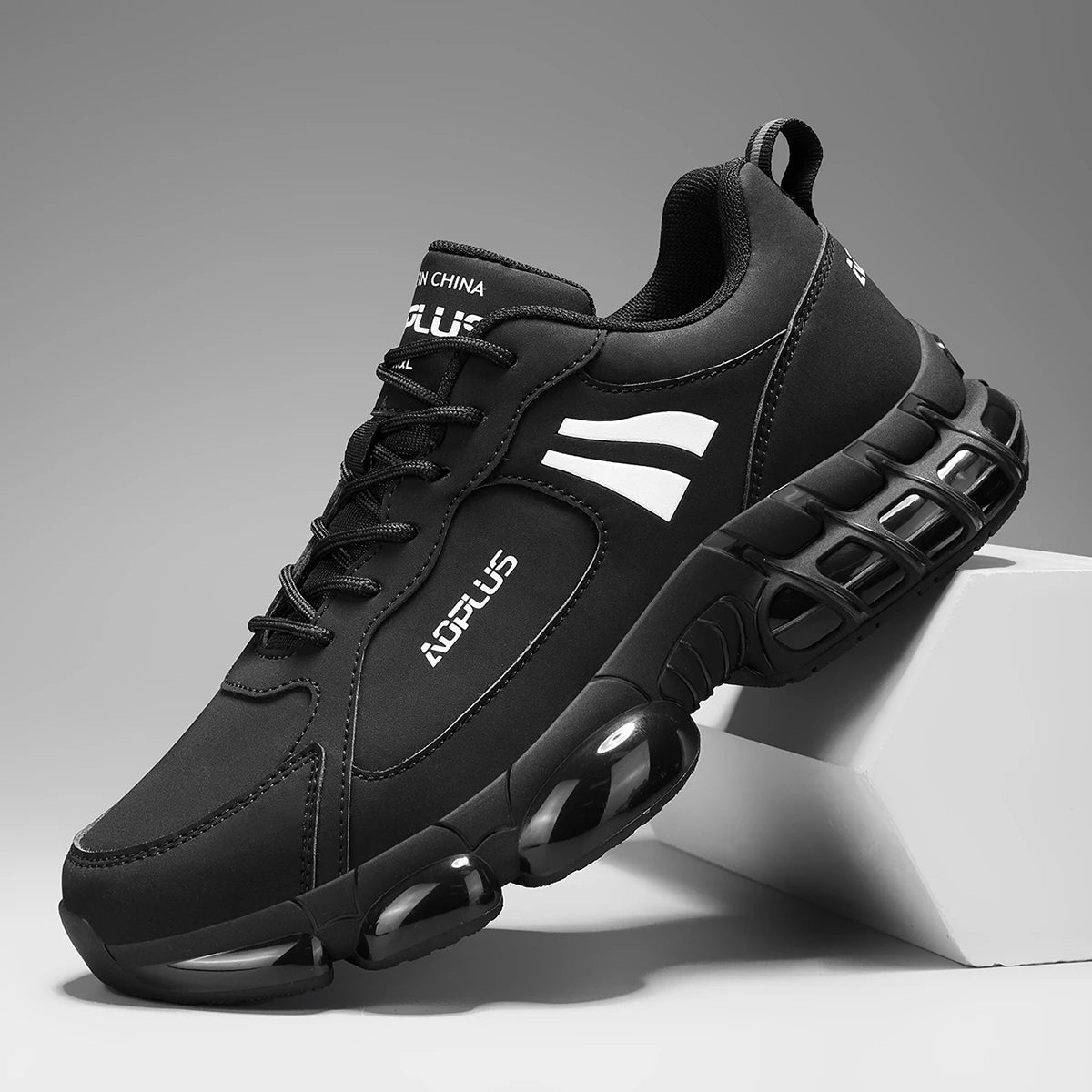 Mens Anti Slip Thick Sole Casual Shoes With Height Boost