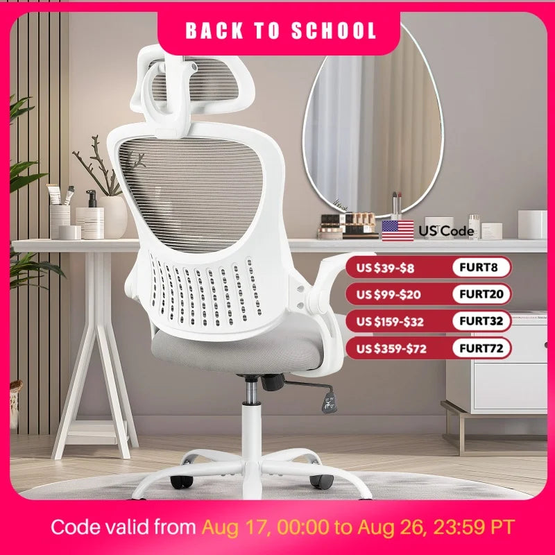 JHK Ergonomic Mesh Office Chair With Lumbar Support And Headrest
