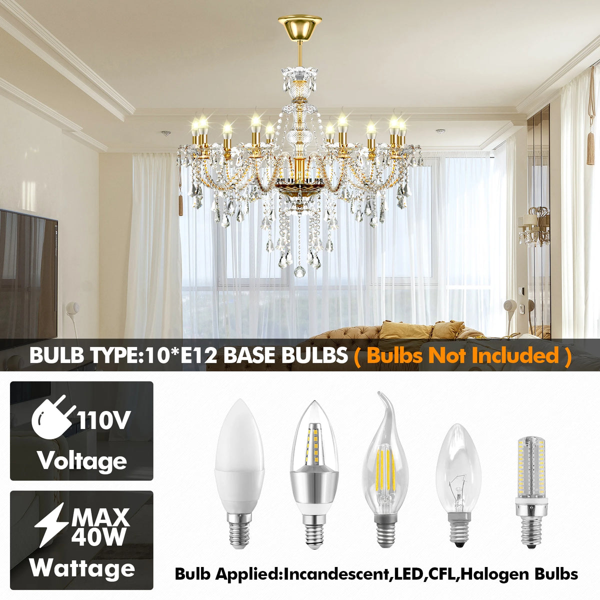 Modern K9 Crystal Chandelier With Adjustable Chain Pendant Light