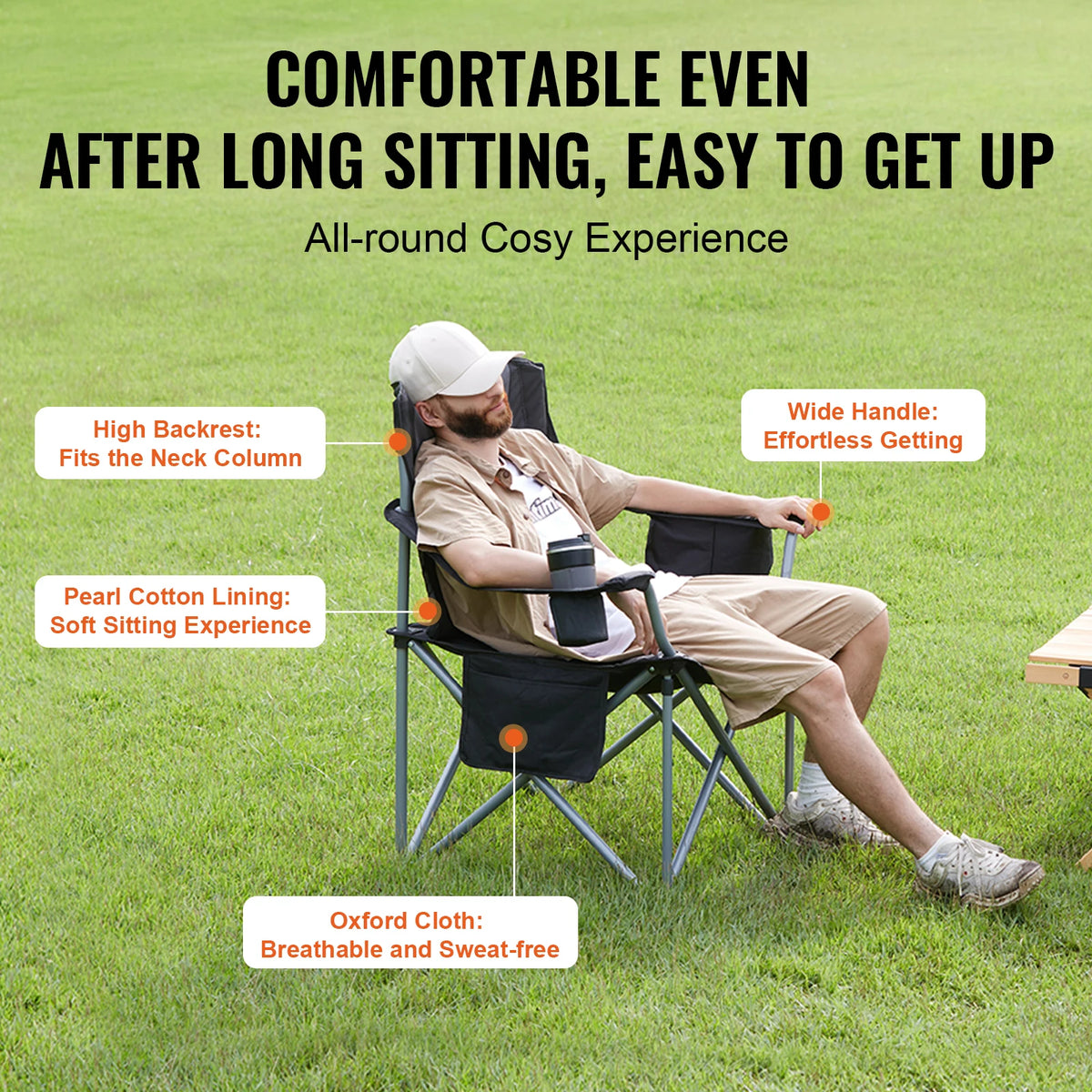 SucceBuy Ultralight Folding Camping Chair 350lb Capacity Portable Outdoor Seat