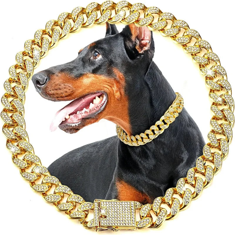 Luxury Stainless Steel Dog Chain Collar Pet Jewelry Necklace