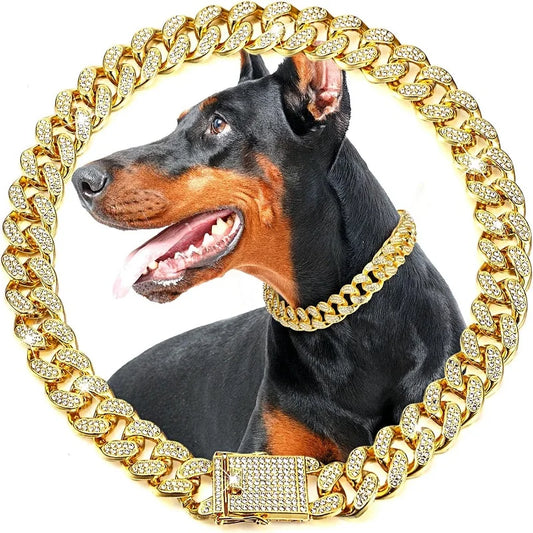 Luxury Stainless Steel Dog Chain Collar Pet Jewelry Necklace